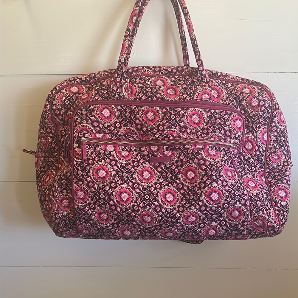 Vera Bradley Pink and Black Travel Bag with Floral Design